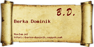 Berka Dominik névjegykártya